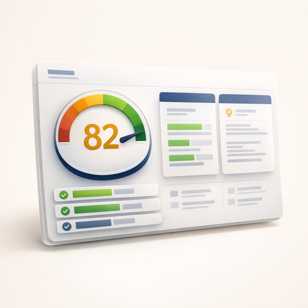 ATS score dashboard card with highlighted resume keywords
